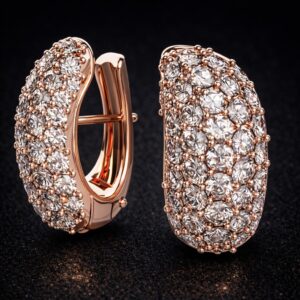 Diamond Pavé Hoop Earrings – Bold Statement Hoops in Rose Gold