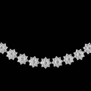 Diamond Floral Cluster Necklace – Multi-Shape Diamond Statement Necklace in White Gold